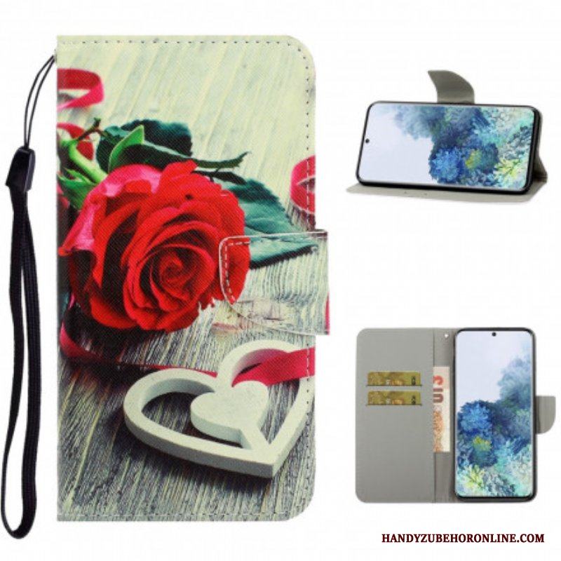 Folio-fodral Samsung Galaxy S21 Ultra 5G Med Kedjar Färgglada Strappy Blommor