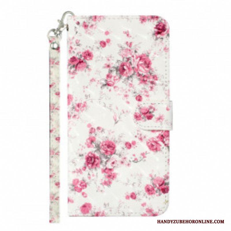 Folio-fodral Samsung Galaxy S21 Ultra 5G Med Kedjar Strap Light Spot Flowers