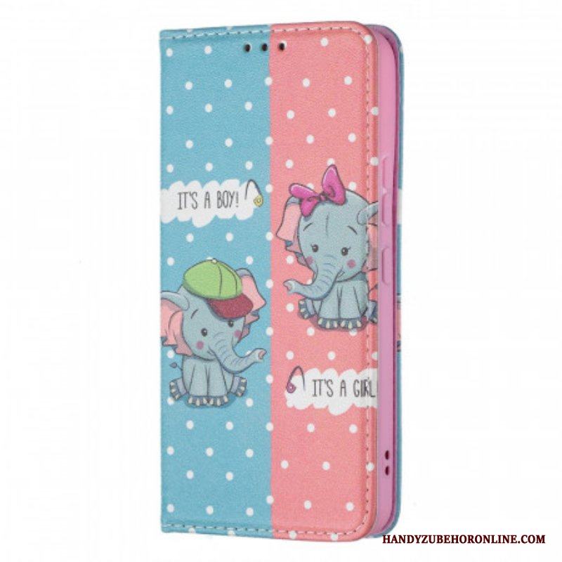 Folio-fodral Samsung Galaxy S22 5G Läderfodral Baby Elefanter