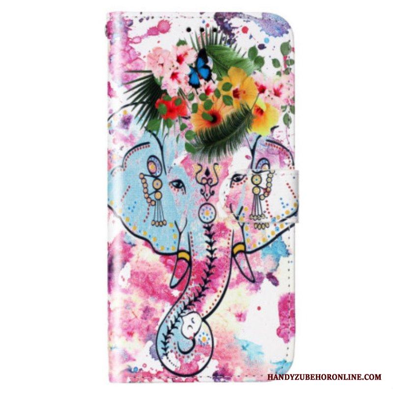 Folio-fodral Samsung Galaxy S23 5G Med Kedjar Tribal Elefant Med Rem