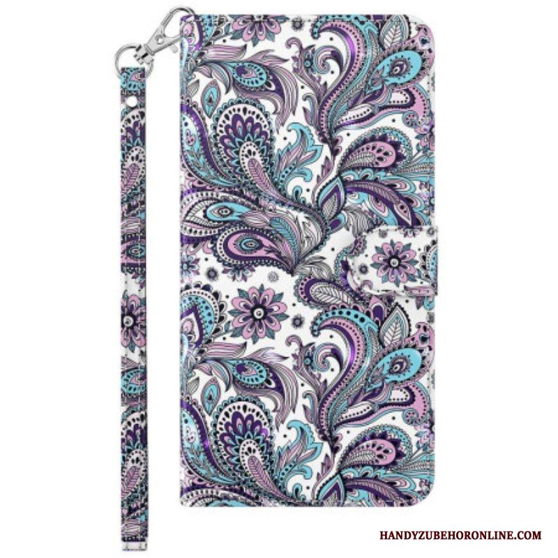 Folio-fodral Samsung Galaxy S23 Ultra 5G Med Kedjar Strappy Paisley Mönster