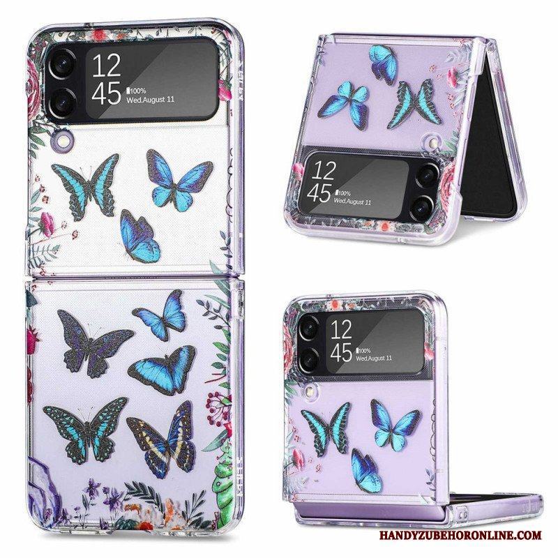 Folio-fodral Skal Samsung Galaxy Z Flip 4 Läderfodral Flera Fjärilar