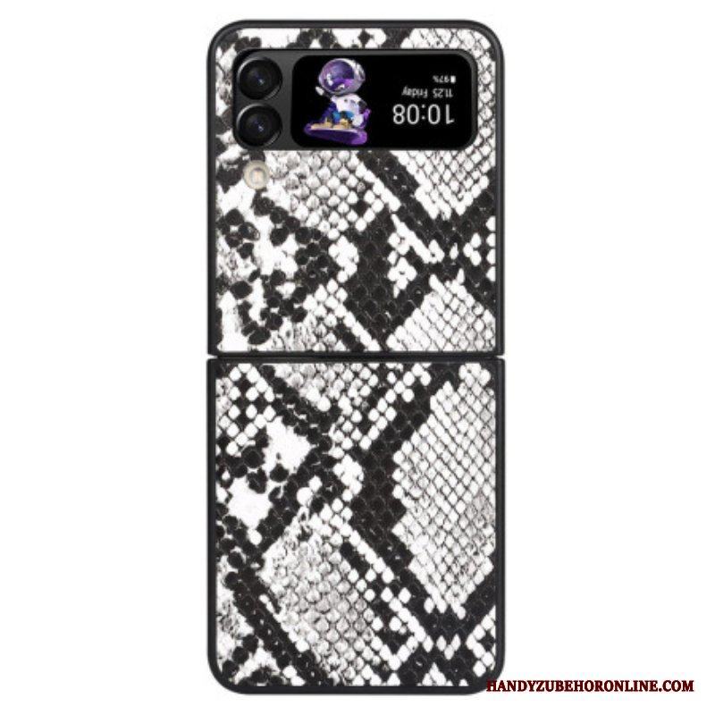 Folio-fodral Skal Samsung Galaxy Z Flip 4 Läderfodral Snake Skin Effekt