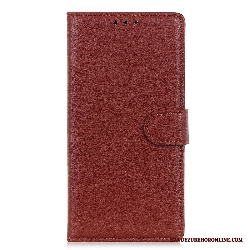 Folio-fodral Sony Xperia 5 IV Traditionellt Litchi Konstläder
