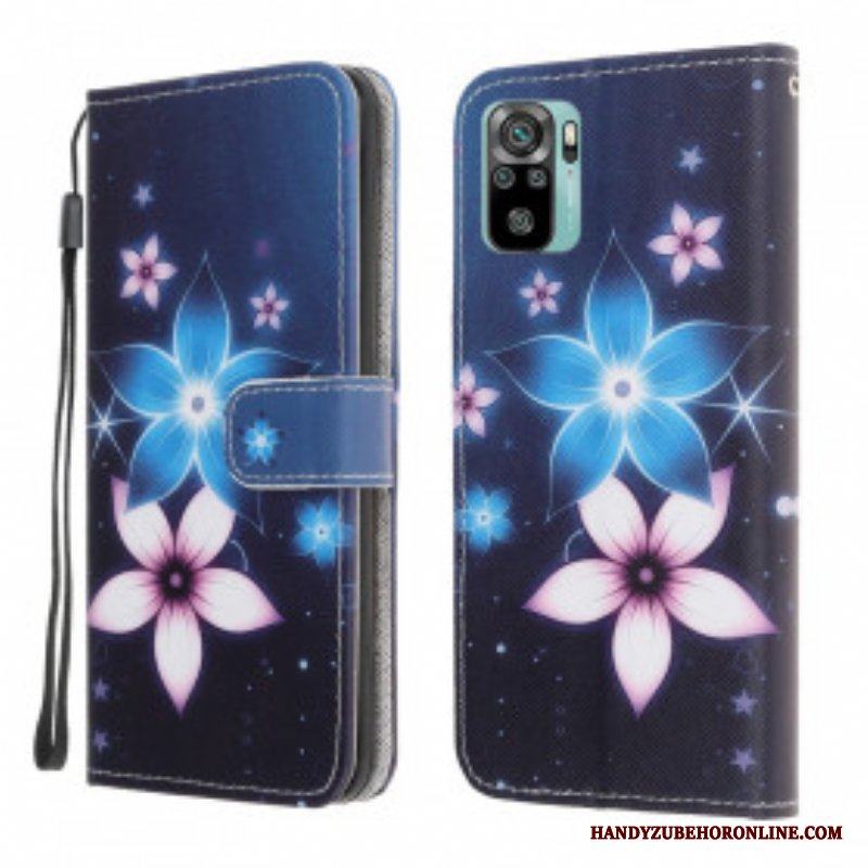 Folio-fodral Xiaomi Redmi Note 10 / 10S Med Kedjar Lunar Strap Blommor