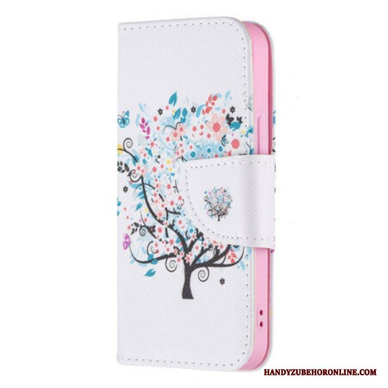 Folio-fodral iPhone 13 Mini Blommande Träd