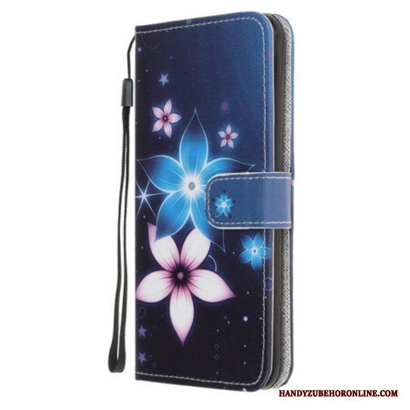 Folio-fodral iPhone 13 Mini Med Kedjar Lunar Strap Blommor