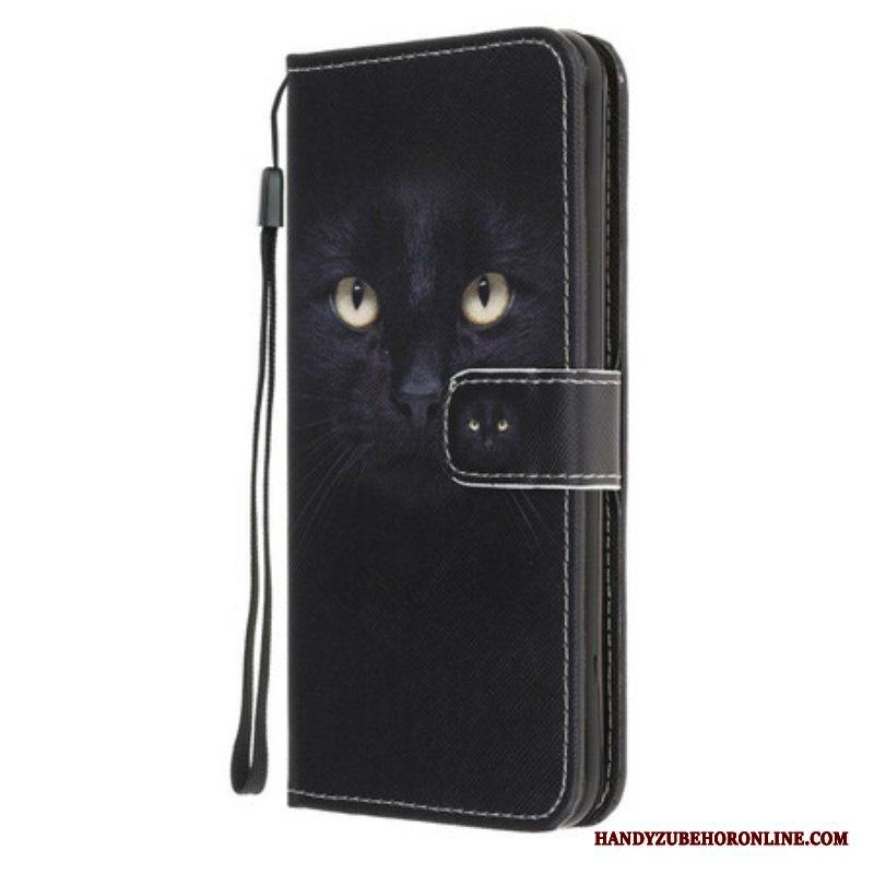 Folio-fodral iPhone 13 Mini Med Kedjar Strappy Black Cat Eyes
