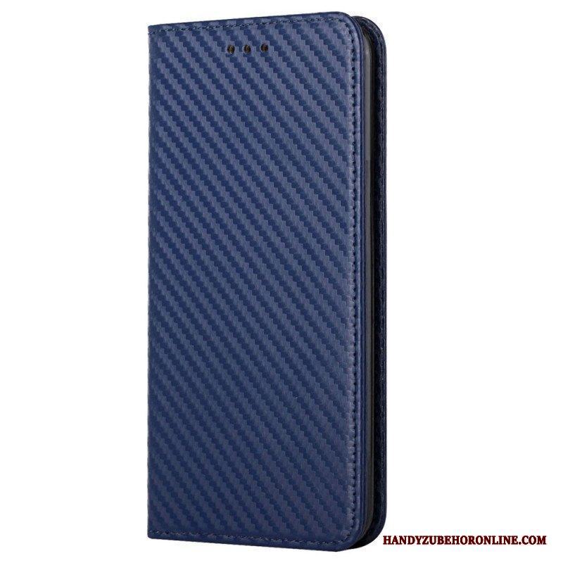 Folio-fodral iPhone 14 Med Kedjar Läderfodral Strappy Carbon Fiber Style