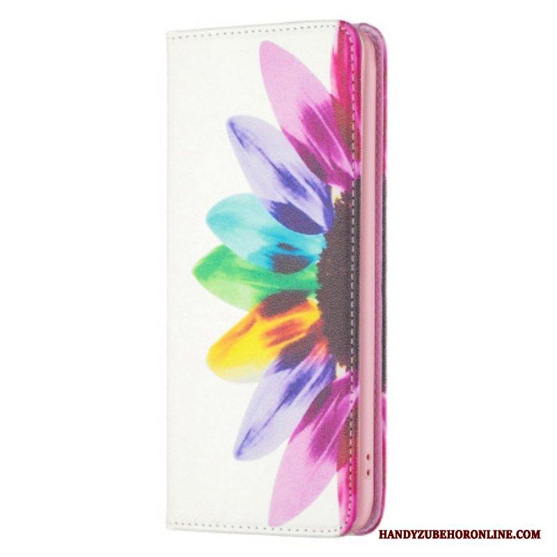 Folio-fodral iPhone 14 Pro Läderfodral Akvarell Blomma