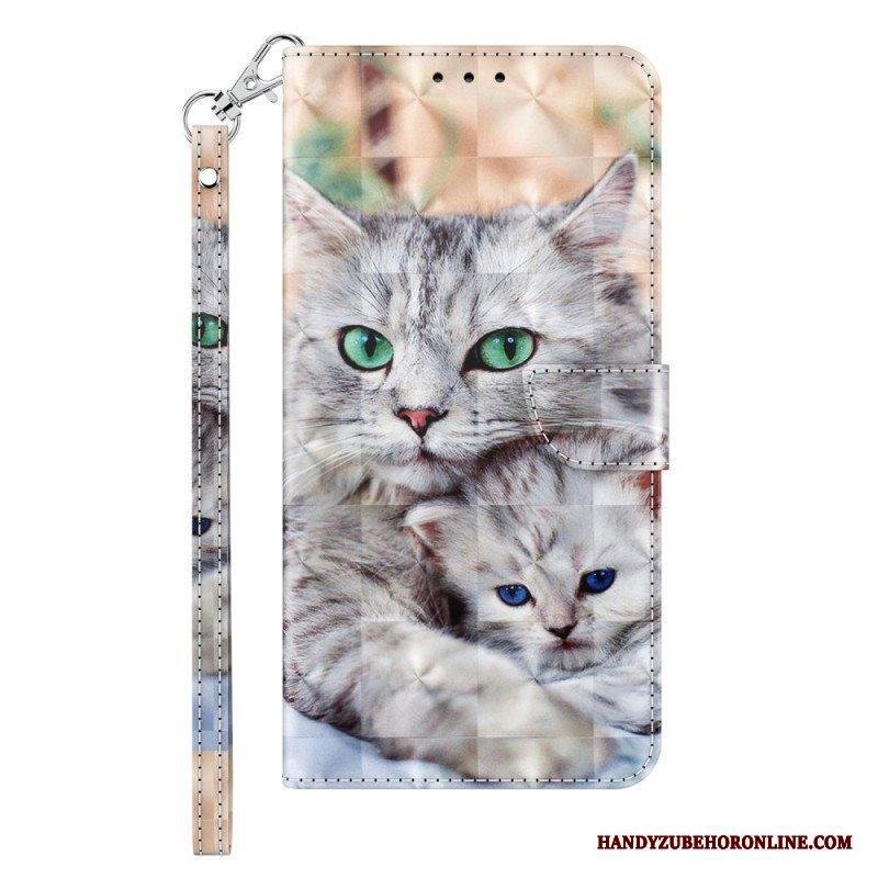 Folio-fodral iPhone 14 Pro Med Kedjar Endast Thong Cats