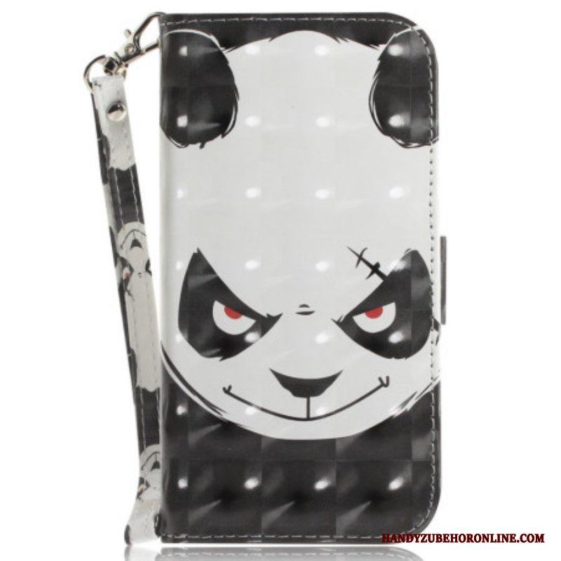 Folio-fodral iPhone 15 Plus Med Kedjar Arg Panda Med Rem