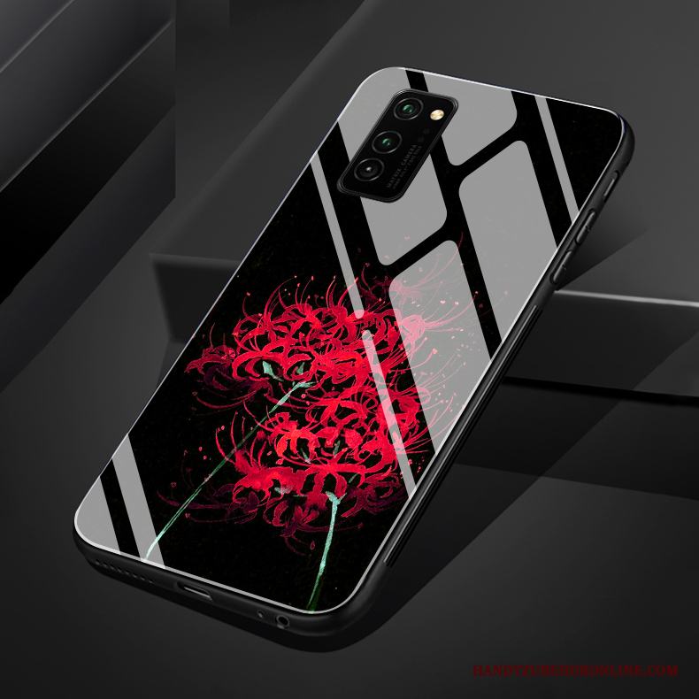 Honor 30 Pro Trend Blommor Skal Telefon Svart Retro Silikon Glas