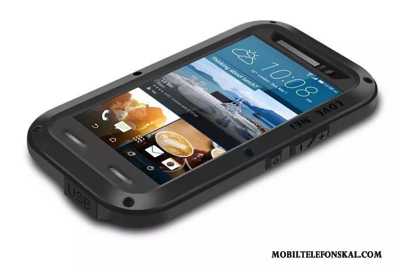 Htc One M9 Impermeabel Skal Telefon Skydd Silikon Fallskydd Fodral Svart
