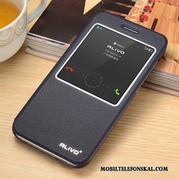 Huawei Ascend G7 Clamshell Skal Telefon Skydd Fallskydd Blå Fodral Läderfodral