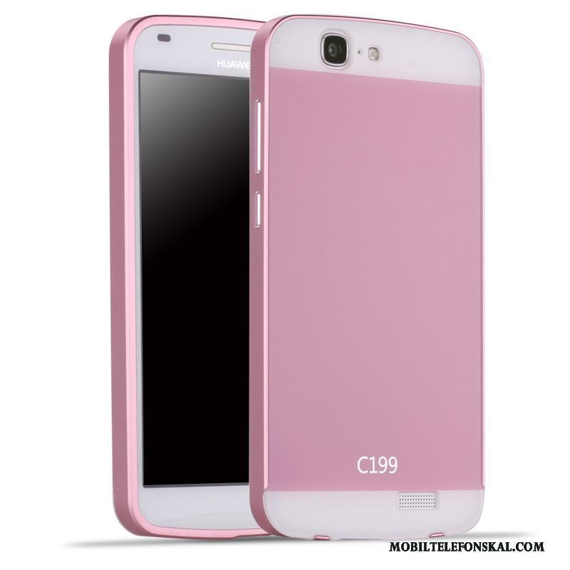 Huawei Ascend G7 Metall Skal Telefon Fodral Frame Rosa Bakre Omslag