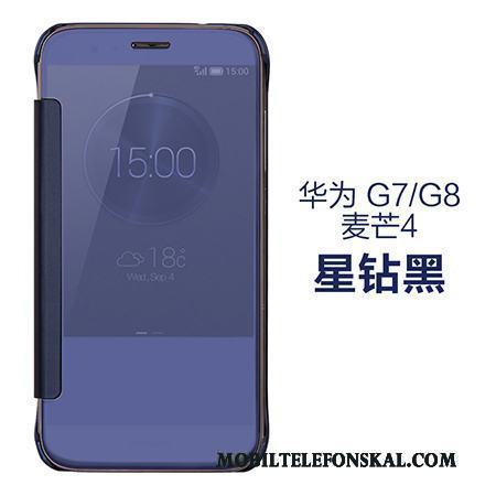 Huawei G7 Plus Läderfodral Skal Spegel Purpur Telefon Skydd Kinesisk Drake