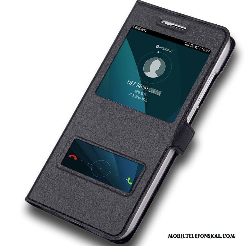 Huawei G7 Plus Skal Telefon Läderfodral Skydd Svart Täcka