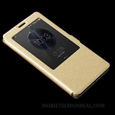 Huawei G7 Plus Täcka Fodral Skydd Mobil Telefon Läderfodral Skal Telefon Guld