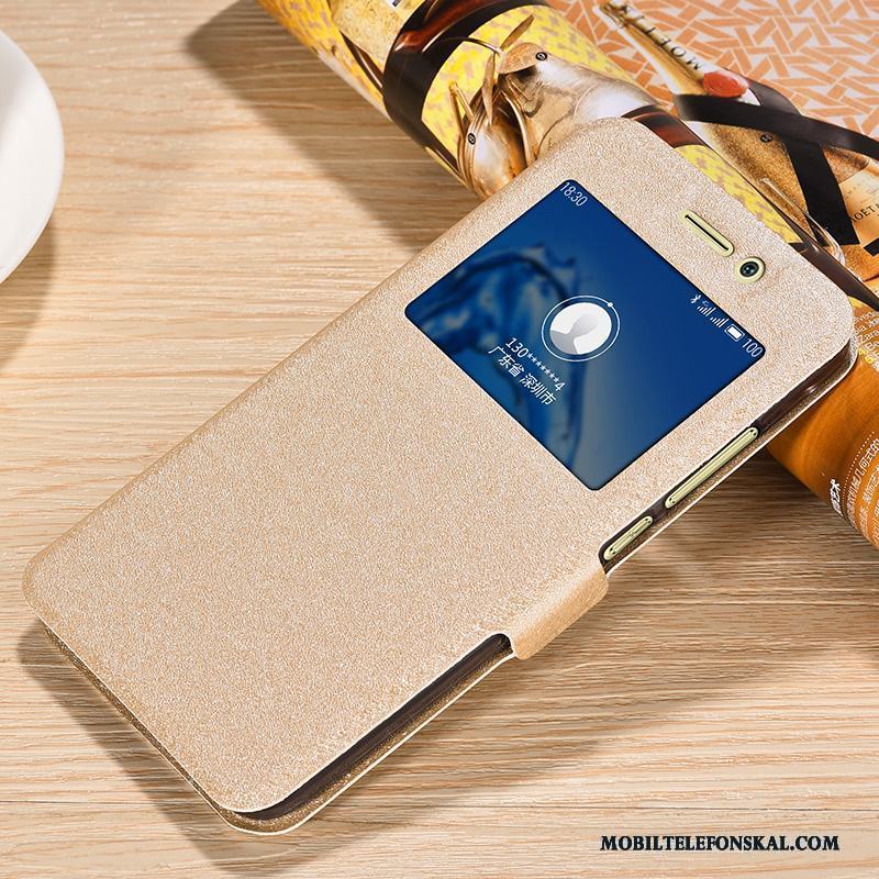 Huawei G9 Plus Täcka Guld Läderfodral Spänne Skal Skydd Mobil Telefon