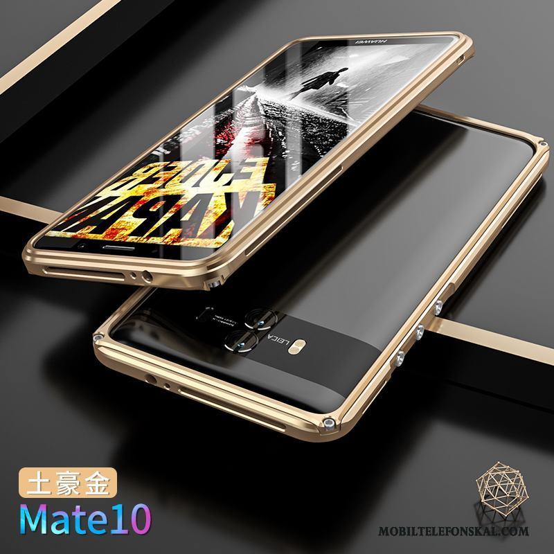 Huawei Mate 10 Bakre Omslag Skydd Frame Guld Metall Fodral Skal Telefon