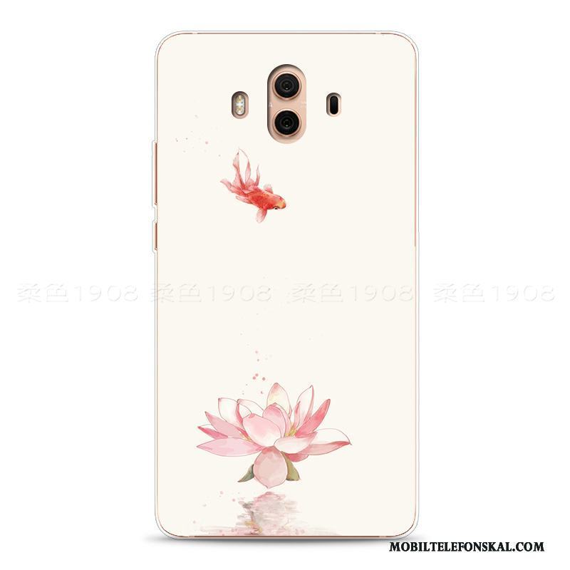 Huawei Mate 10 Blommor Lättnad Mjuk Fodral Retro Skal Telefon Rosa