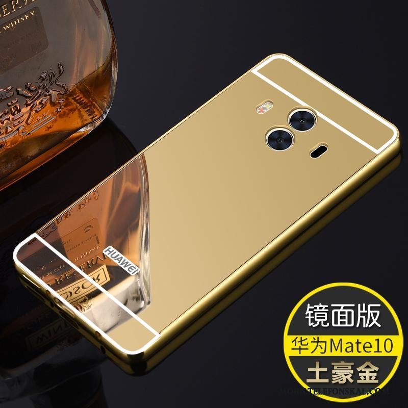 Huawei Mate 10 Fallskydd Bakre Omslag Spegel Fodral Frame Skal Telefon Guld