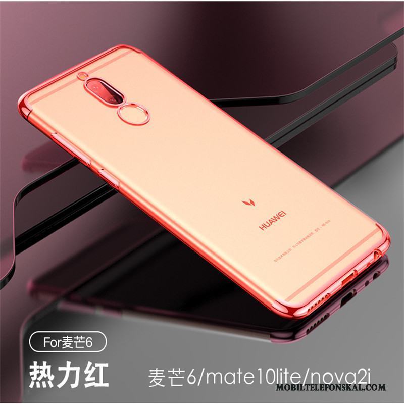 Huawei Mate 10 Lite Röd Mjuk All Inclusive Transparent Plating Skal Telefon Silikon