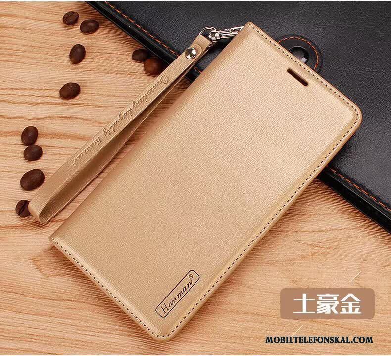 Huawei Mate 10 Lite Skal Mobil Telefon Fallskydd Clamshell Äkta Läder Guld Fodral Läderfodral