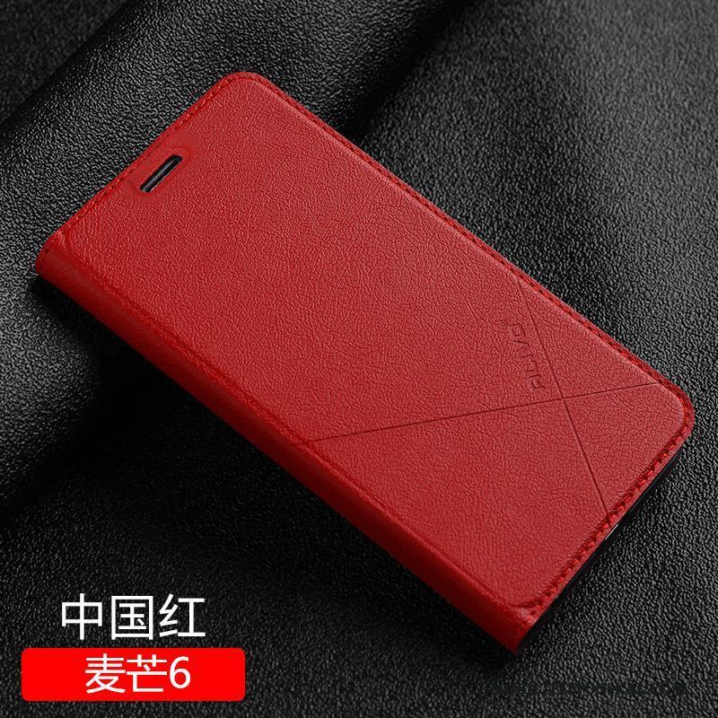 Huawei Mate 10 Lite Skydd Skal Telefon Fallskydd Fodral Röd Läderfodral Clamshell