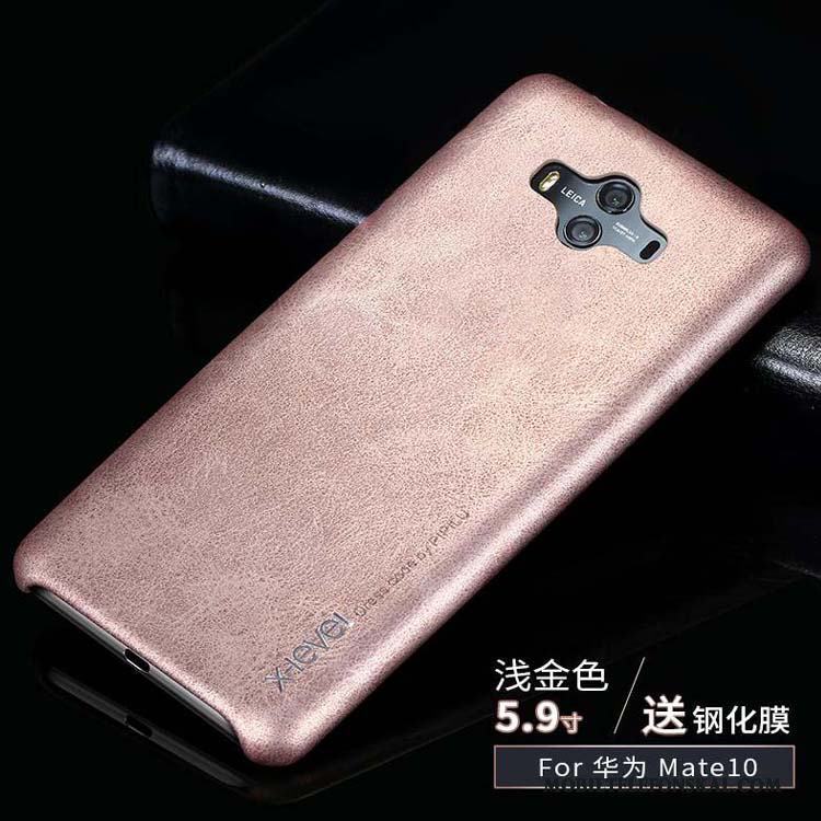 Huawei Mate 10 Ljus Guld Läder Fallskydd Skal Telefon Business Fodral