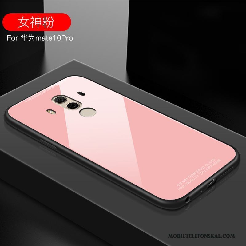 Huawei Mate 10 Pro All Inclusive Skal Telefon Silikon Rosa Härdat Glas Fallskydd Bakre Omslag