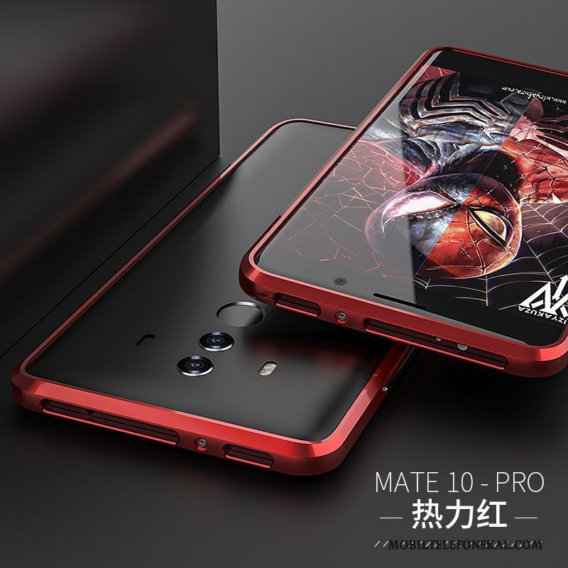 Huawei Mate 10 Pro Kreativa Metall Frame Trend Varumärke Skal Telefon Röd Fallskydd