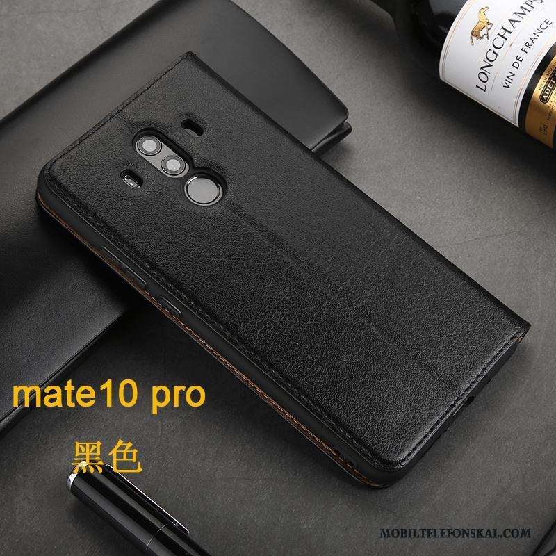 Huawei Mate 10 Pro Skal Telefon Äkta Läder All Inclusive Täcka Business Svart Läderfodral