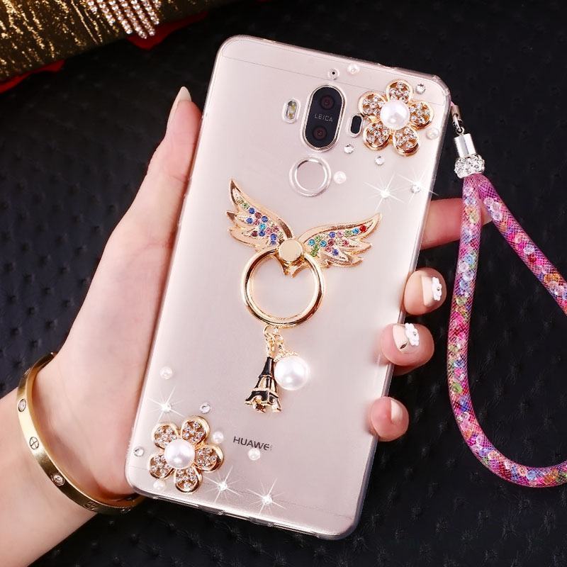 Huawei Mate 10 Pro Skydd Skal Telefon Fodral Strass Hängsmycken Guld Support