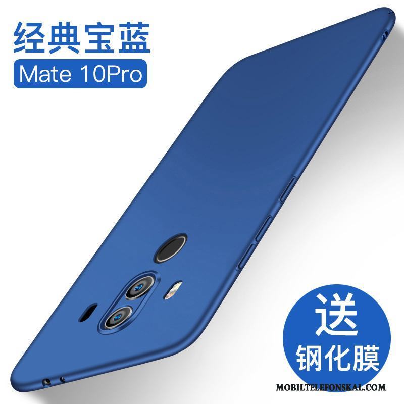 Huawei Mate 10 Pro Slim Fodral Skal Telefon Blå Fallskydd Silikon Nubuck