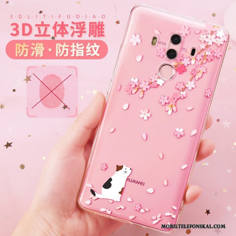 Huawei Mate 10 Rosa Silikon Kanin Skal Telefon Transparent All Inclusive Katt