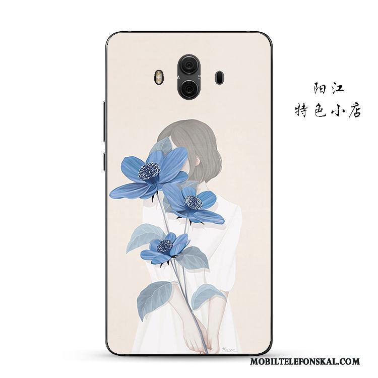 Huawei Mate 10 Skal Telefon Par Mjuk Färg Blommor Konst Skydd