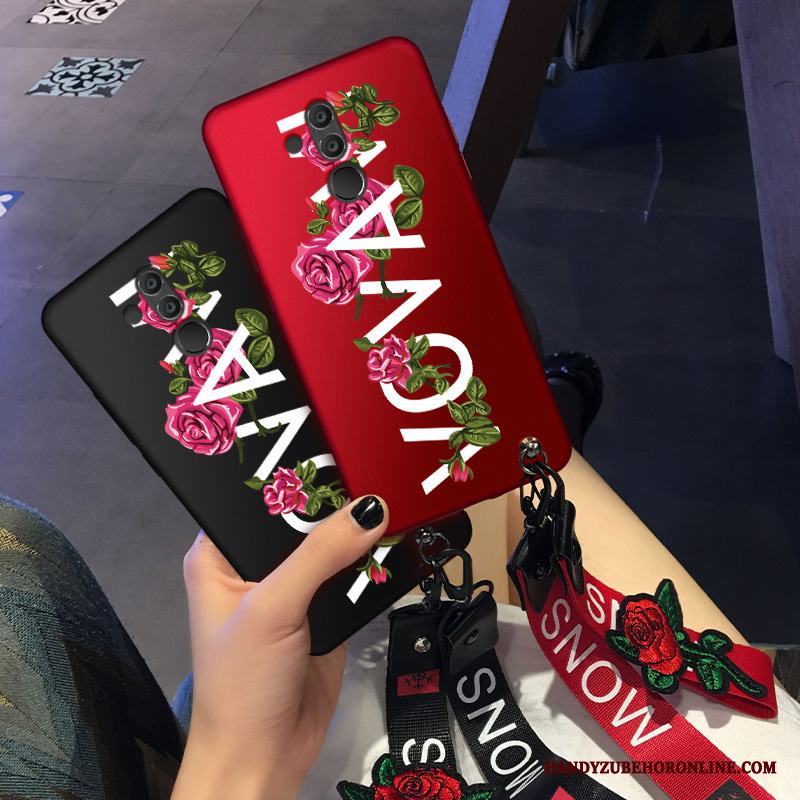 Huawei Mate 20 Lite Fallskydd Lyxiga Elegant Nubuck Net Red Skal Silikon