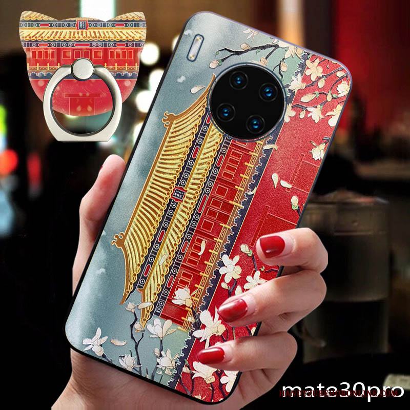 Huawei Mate 30 Pro Trend Varumärke Skal Telefon Retro Silikon Röd Palats Mjuk