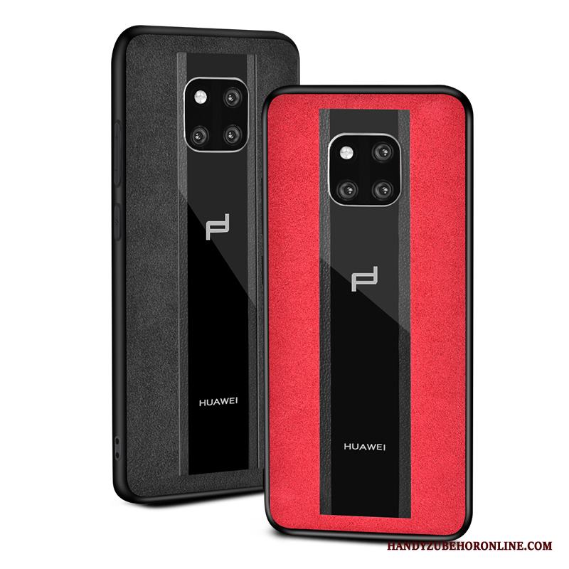 Huawei Mate 30 Rs Röd Skydd Fallskydd Fodral Skal Telefon Sämskskinn Glas