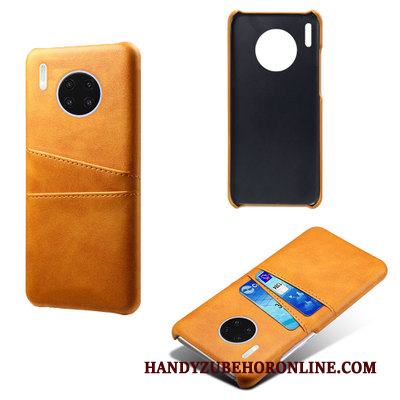 Huawei Mate 30 Skal Fodral Läderfodral Slim Skydd Orange Mönster Business