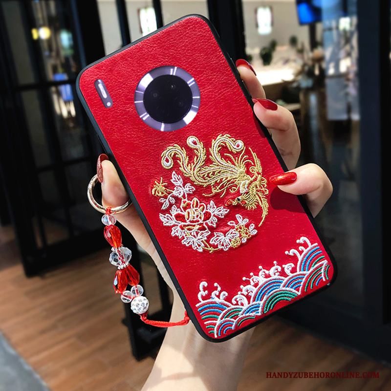 Huawei Mate 30 Skal Telefon Silikon Lättnad Röd Fallskydd Ny Kinesisk Stil