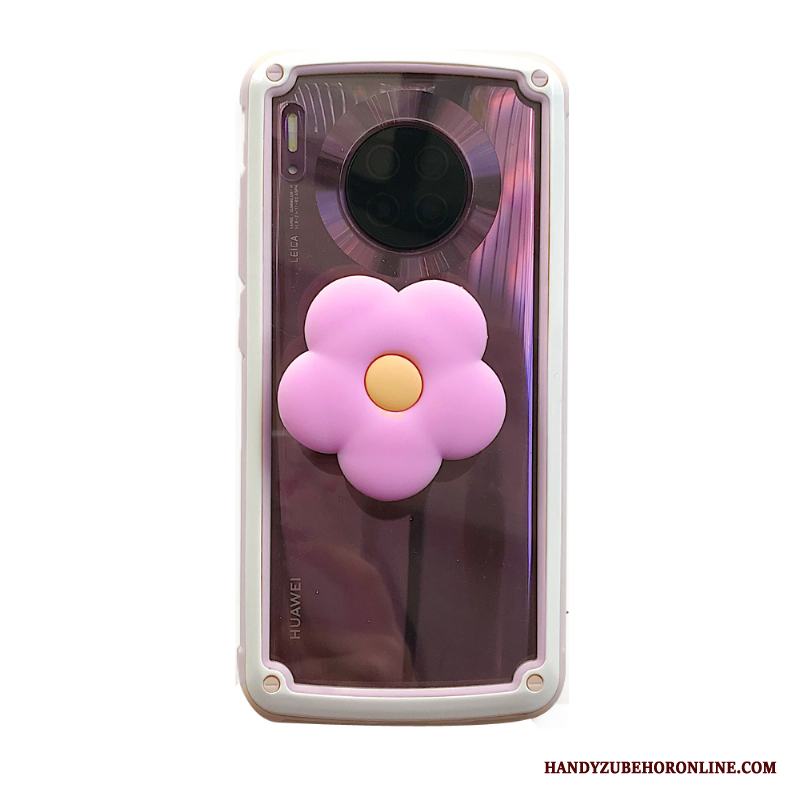 Huawei Mate 30 Transparent Rosa Enkel Frame Blommor Skal Telefon