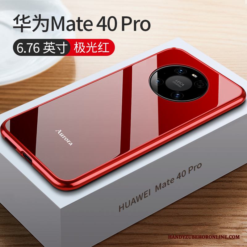 Huawei Mate 40 Pro Skal Ny Metall Fodral Slim Net Red Glas Skydd