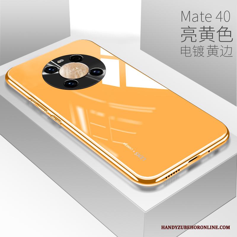 Huawei Mate 40 Skal Telefon Glas Gul Fallskydd Fodral Net Red Plating