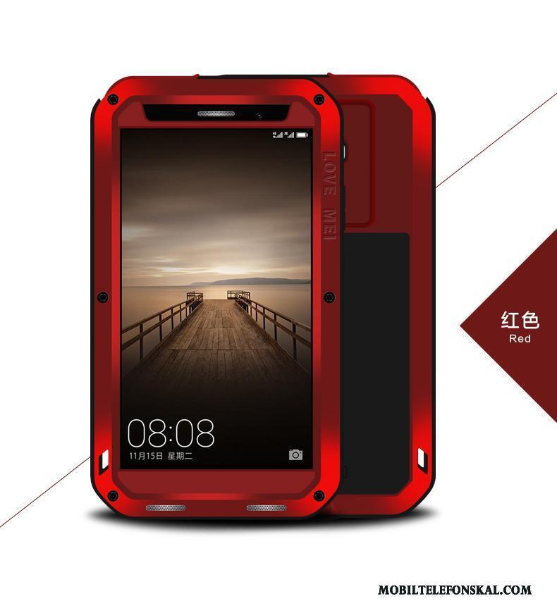 Huawei Mate 8 Fallskydd Silikon Fodral Röd Tre Försvar Metall Skal Telefon