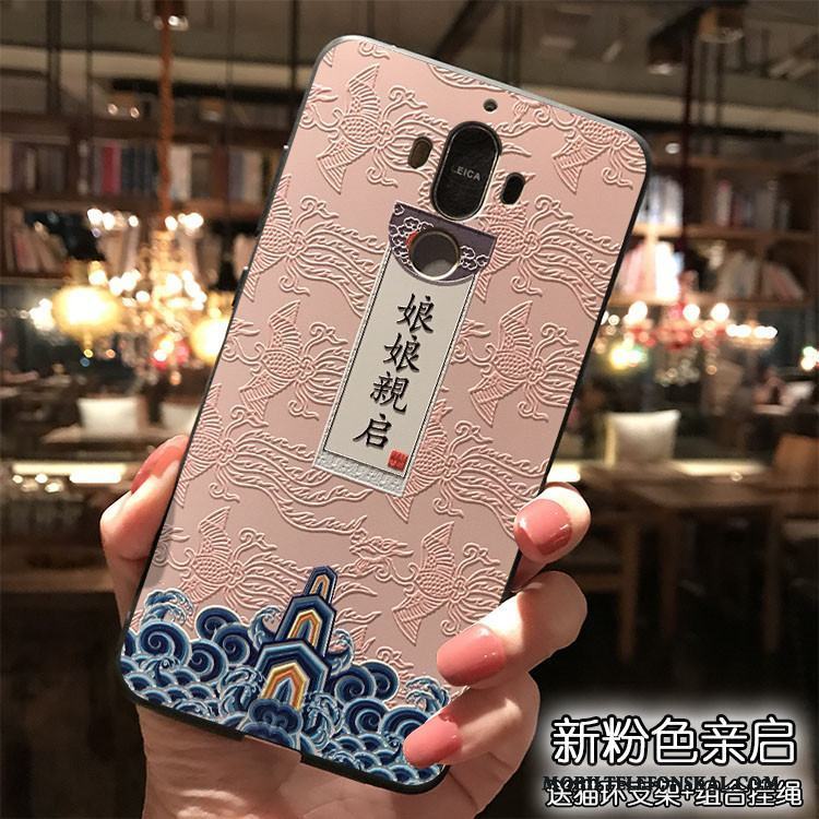 Huawei Mate 9 Hängsmycken Skal Telefon Silikon Kinesisk Stil Fodral Rosa