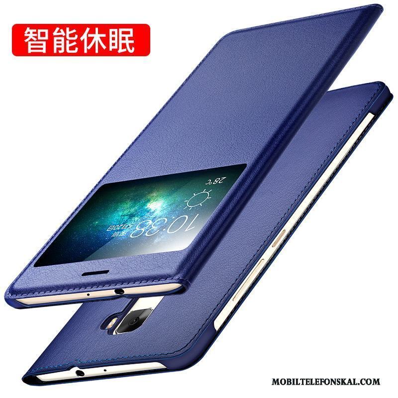 Huawei Mate S Fallskydd Silikon Skal Telefon Blå Clamshell Fodral Läderfodral