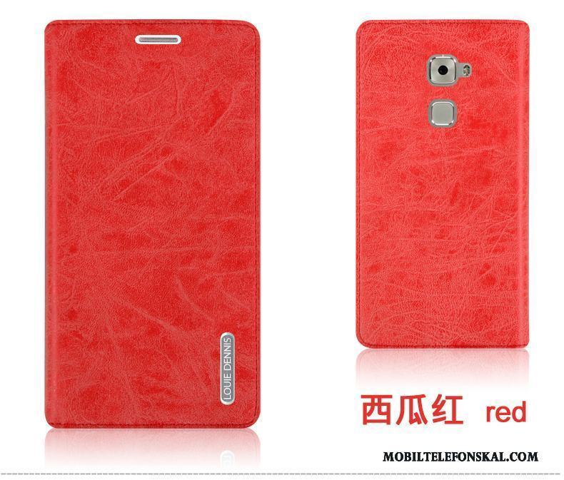 Huawei Mate S Läderfodral Stor Skal Röd Clamshell Fallskydd Tålig